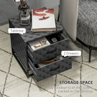 HOMCOM Bedside Tables Set of 2, Modern Bedside Table Nightstand with 2 Drawers, Bedside Cabinet Sofa Side Table with Storage, Steel Legs for Bedroom, Living Room, Grey(m-5)