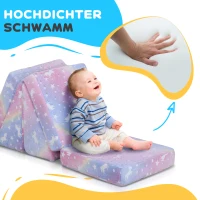 AIYAPLAY Modulares Spielsofa-Set für Kinder, 5-teilig, Treppe, Matratze, Pony- und Sternenmuster, leuchtet im Dunkeln, Rosa(m-6)