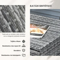 Outsunny Conjunto de 4 Muebles de Jardín de Ratán con 2 Sofás Dobles Mesa Central Mesa con Arcón Cojines Extraíbles para Terraza Exterior 132x69x64 cm Gris(m-5)