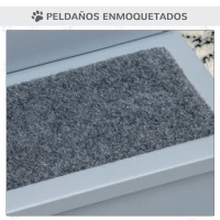 PawHut Escalera para Mascotas 3 Peldaños con Espacio de Almacenaje y Alfombra Antideslizantes Portátil 40,5x44,5x38 cm Gris(m-6)