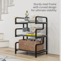 HOMCOM 3-Tier Printer Stand with Storage Shelves, Printer Table, 55 x 40 x 77cm Printer Shelf for Home Office, Study, Black(m-5)