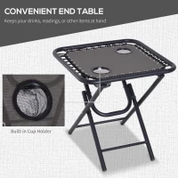 Outsunny 3pcs Folding Zero Gravity Chairs Sun Lounger Table Set w/ Cup Holders Reclining Garden Yard Pool, Dark Grey(m-5)