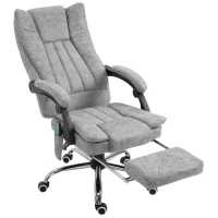 Vinsetto Bürostuhl mit Massagefunktion, Ergonomischer Schreibtischstuhl mit Heizfunktion, Liegefunktion, Höhenverstellbarer Drehstuhl mit Fußstütze, Seitentasche, Grau(m-11)