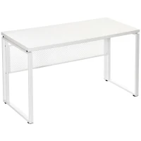 HOMCOM Mesa de Escritorio Multifuncional Escritorio Estable con Pies Ajustable para Despacho Casa Estudio Gaming 135x60x75 cm Blanco(m-1)