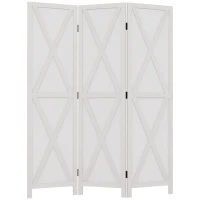 HOMCOM Biombo de 3 Paneles Plegable 136,5x170 cm Divisor de Habitación de Madera para Salón Oficina Dormitorio Blanco(m-10)