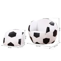 HOMCOM Kindersessel inkl. Hocker Kindercouch Kindersofa Fußball Kinderzimmer Sitzmöbel Weiß Schwarz für 3-7 Jahre alt(m-3)