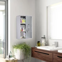 HOMCOM Armario de Medicinas Botiquín Gabinete de Primero Auxilios Acero Inox 3 Estantes Caja Colgante de Pared con Cerradura(m-2)