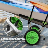 SPORTNOW Bootswagen, verstellbare Breite, bis 100 kg belastbar, Aluminium, schwarz+grün, 79 x 72,5 x 42 cm(m-7)