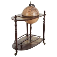 HOMCOM Globe Wine Bar Cart, Vintage Drinks Cabinet, Wine Container Minibar Storage Trolley Table with Bottle Glass Holder(m-11)