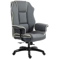 Vinsetto Ergonomischer Bürostuhl, extra gepolstert, Liegefunktion, Kunstleder, 76x80x118-124 cm, Dunkelgrau(m-1)