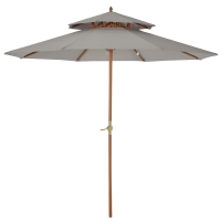 Outsunny 2.7m Elegant Wooden Frame Parasol Umbrella - Grey