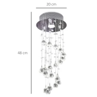 HOMCOM Metal Crystal Ceiling Light Chandelier Elegant Pendant Lamp Living Room Stairway Stairway Spiral Rain Drop Pendant Lamp Silver(m-3)