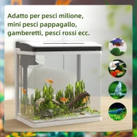 PawHut Acquario da 13L a Illuminazione LED con Fori di Ventilazione, in Vetro HD e ABS, 29x20x30.5 cm(m-4)