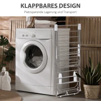 HOMCOM Wäscheständer Standtrockner faltbar 3-stufiger Flügelwäschetrockner Trockengestell Trockenständer Edelstahl Kunststoff Silber Weiß 138 x 60,5 x 112 cm(m-5)