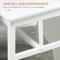 HOMCOM 4er-Set Esszimmerstühle Küchenstühle Stühle, Massivholz, 41 cm x 46,5 cm x 85,5 cm, Weiß(m-6)