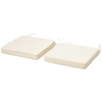 Outsunny Set of 2 Garden Chair Cushions with Ties, 45 x 45 cm Replacement Cushions for Outdoor Furniture, Cream White(m-11)