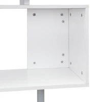 HOMCOM Scrivania Moderna, Angolare e Girevole con Libreria, Tavolo da Pranzo in Truciolato Bianco, 140x120x78 cm(m-8)
