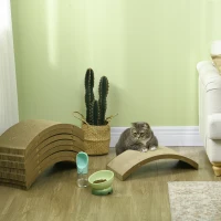 PawHut Kratzbrett-Set für Katzenlaufrad, belastbar bis 5kg, 55x25,5x3cm, Braun(m-2)