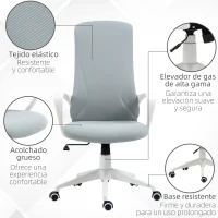 Vinsetto Silla de Oficina Giratoria Altura Ajustable con Reposabrazos Función de Basculante Respaldo Alto 62x56x110-119,5cm Gris(m-8)