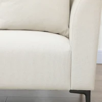 HOMCOM Canapé 3 places style contemporain avec 4 coussins piètement acier noir revêtement tissu aspect lin crème(m-7)