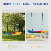 Outsunny Nestschaukel Baumschaukel Kinderschaukel Schaukelsitz für 1-2 Kinder zwischen 3-14 Jahren Outdoor 100-160 cm verstellbaren Seil belastbar bis 200 kg Oxfordstoff mehrfarbig(m-5)