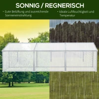Outsunny Alu-Gewächshaus Frühbeet Treibhaus Aufzucht Pflanzenhaus 3 separate Deckel PC 180 x 51 x 51 cm(m-6)