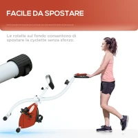 SPORTNOW Cyclette Magnetica Pieghevole a 8 Livelli di Resistenza con Seduta Regolabile, in Acciaio, 97x43x110 cm, Rosso(m-7)