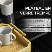 Outsunny Table de jardin rectangulaire pour 8 personnes avec plateau en verre trempé et cadre en aluminium noir(m-4)