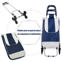 Homcom Chariot de Courses Pliable à 6 Roues Bleu 40 x 29 x 95 cm(m-6)