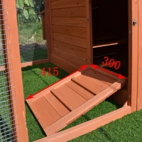 PawHut Hühnerstall Hühnerhaus mit Nistkasten Eierkiste mit 2 Fächern, Tanne, Draht, Asphalt, 223,5 x 145 x 81 cm, Orange+Grün(m-8)