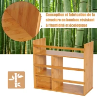 HOMCOM Étagère Livre Bureau Bibliothèque Stockage Organisateur Bureau Cuisine Salle de Bain Bois de Bambou Naturel(m-7)