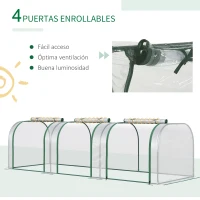 Outsunny Invernadero de Jardín 295x100x80 cm para Cultivo de Plantas Tipo Túnel Marco Acero y Plástico Transparente(m-6)