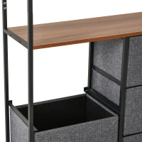 Armario Ropero Abierto Almacenaje Hecho de Metal Plegable con 5 Cajones Extraíbles Apto para Salón Oficina Dormitorio Estudio con Barra para Colgar Estilo Moderno Negra Gris 83x28x175cm(m-9)
