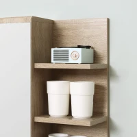 kleankin Spiegelschrank Badschrank Hängeschrank Badmöbel Wandschrank Mehrzweckschrank mit offener Fächern Spanplatte Glas Natur 60 x 18 x 50 cm(m-9)