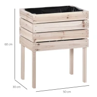 Outsunny Letto per Orto Rialzato con 4 Vasi Portapiante da 50x30x60cm, in Legno Colore Naturale(m-3)