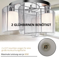 HOMCOM Deckenleuchte Deckenlampe 40W Modernes Design Leuchtmittel E27 sockel ideal für Schlafzimmer Wohnzimmer Küchen Flur stark Leuchtkraft Cremeweiß Ø35x25 cm(m-6)