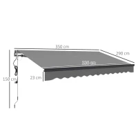Outsunny 3.5 x 3m Electric/Manual Awning, with Remote - Dark Grey(m-3)