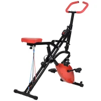 HOMCOM Vélo d'appartement body trainer 2 en 1 pliable écran LCD 8 niv. de résistance acier ABS PVC rouge noir(m-8)