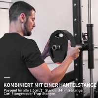 SPORTNOW 4er Gewichtsplatten-Set für Training, Fitnessstudio, Heimtraining, Stärke-Training, 2 x 10 kg und 2 x 5 kg, Schwarz(m-5)