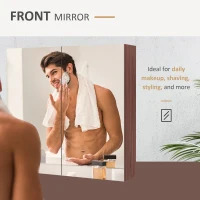 kleankin Double Door Bathroom Mirror Cabinet, Wall Mounted Bathroom Storage Cabinet, Soft Closing, 63L x 60Hcm(m-6)