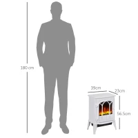 HOMCOM Freestanding Electric Fireplace, Electric Log Burner with LED Flame Effect, Overheating Safety System, 1000W/2000W White(m-3)