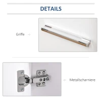 HOMCOM Mobile Kommode Sideboard Küchenschrank Anrichte 2-türig mit vier Rollen Weiß 60 x 35 x 65 cm(m-6)