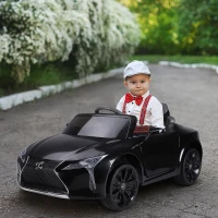 HOMCOM Kinderauto von Lexus Kinderfahrzeug für 3-6 Jahre Elektroauto mit MP3 Musik Schwarz 106 x 43 x 44 cm(m-2)