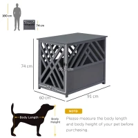 PawHut Wood Dog Crate Dog Cage Table Kennel Night Stand with Lockable Door for Small Medium Pets Grey 60 x 91 x 74 cm(m-3)