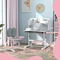 AIYAPLAY Set Scrivania e Sedia per Bambini Regolabili, Banco Scuola con Piano Inclinabile, Cassetto, Scaffale, Grigio(m-3)