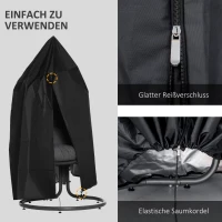 Outsunny Hängesessel Abdeckung Wasserdicht Winddicht Schutzhülle mit Reißverschluss 210D Oxford Abdeckhauben für Hängekorb Schwingsessel Hängestuhl Ø115 x 190H cm Schwarz(m-5)