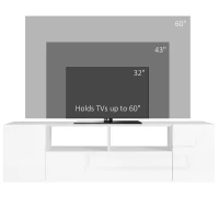HOMCOM 16 LED Light TV Stand, with Storage - High Gloss White(m-7)