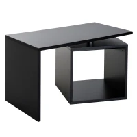 HOMCOM Table basse contemporaine design géométrique carré rectangulaire 77L x 40l x 44H cm noir mat(m-9)