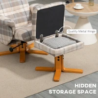 HOMCOM Linen Swivel Recliner Chair with Footstool, Wooden Base and Storage for Living Room, Multicolour(m-5)