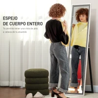HOMCOM Espejo de Cuerpo Entero 157x37 cm Espejo de Pie o de Pared con Marco de MDF y Soporte Blanco y Gris(m-4)